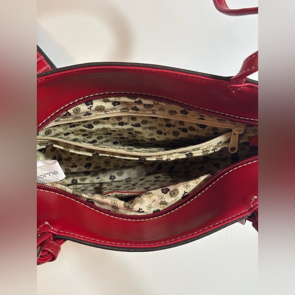 Liz Claiborne Satchel Shoulder Bag, Gray with Red trim Purse - Picture 11 of 16